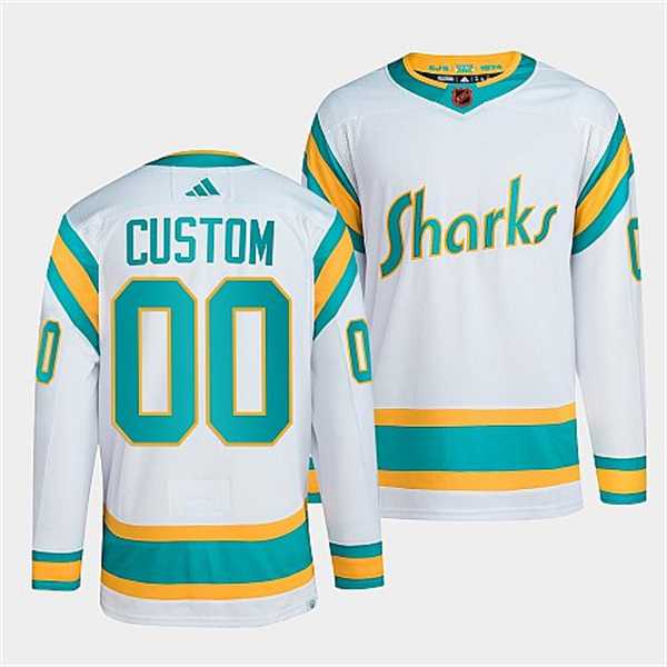 Mens San Jose Sharks Custom White 2022 Reverse Retro Stitched Jersey->customized nhl jersey->Custom Jersey